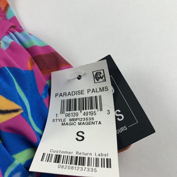 Bar III Magic Magenta Paradise Palms Bikini Bottom Women's Small Multi High-Rise - Picture 4 of 6
